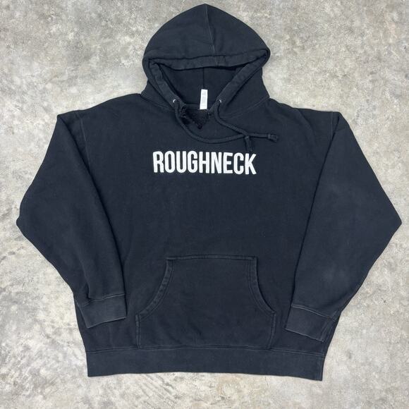 Roughneck Unisex 2XL Black White Hoodie Sweatshirt Cut Worn Look Drawstring - Picture 1 of 7